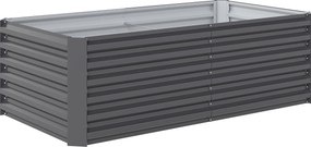 Outsunny Pat de Grădină Ridicat pentru Exterior cu Fund Deschis și Bare de Susținere, Jardinieră din Oțel Galvanizat, pentru Flori, Legume, Balcon sau Grădină, 180x90x57,5 cm, Gri Închis | Aosom Romania