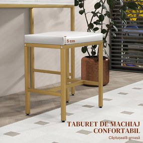 HOMCOM Masă de Machiaj cu Oglindă LED, Scaun și Rafturi, 80x40x138 cm, Alb | Aosom Romania
