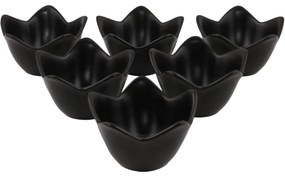 Set de 6 boluri ceramice Lotus 11,8 cm, negru