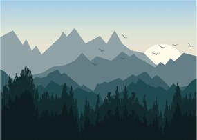 Tablou pe sticlă - Munții cu privirea graficeanului (70x50 cm)