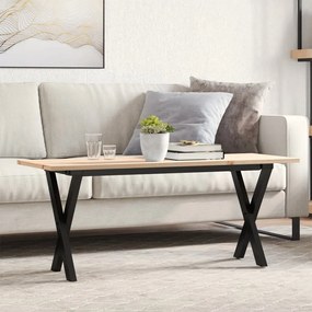 vidaXL Masă de cafea, cadru X, 110x40x45 cm, lemn masiv pin și Oţel