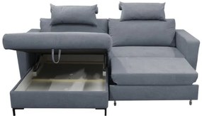 Colțar extensibil în formă de L cu spațiu de depozitare, orientare stânga — HORTA, gri închis