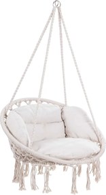 Scaun suspendat BOHO cu perne, Ø61cm, bej Jurhan