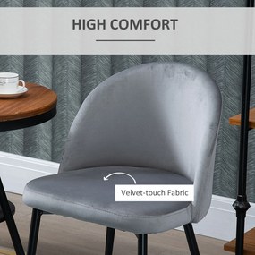 HOMCOM Set 2 Scaune Confortabile pentru Sufragerie și Bucătărie Tapitate cu Catifea Gri Design Modern 49x50x77 cm | Aosom Romania