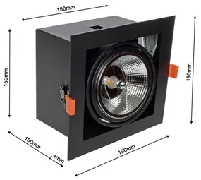Lampă încastrată PLAZA AR111 1xGU10/12W/230V negru