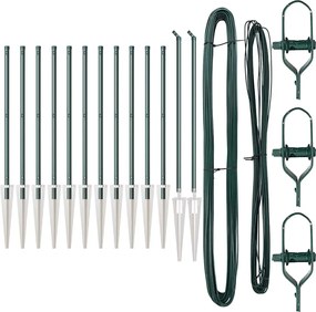 vidaXL Stâlp de gard. 13 pcs Verde Oțel