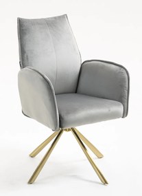 HR280 BAZĂ STEA Scaun Gray din Catifea cu Bază Aurie