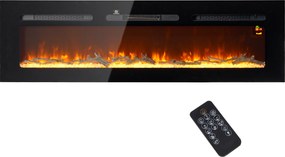 HOMCOM Șemineu Electric Încorporabil cu Telecomandă, Flacără Reglabilă, Temporizator și Termostat, 152,4x15,8x45 cm, Negru | Aosom Romania