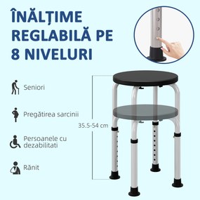 Homcom Scaun Dus – Reglabil, Antialunecare, Alb | Aosom Romania