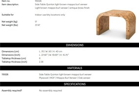 Masuta design LUX, Furnir Burl Mappa, Maro, Quinton