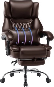 RESIGILAT- Scaun directorial, spatar inalt, suport pentru picioare, perna lombara detasabila, spatar rabatabil, captuseala groasa respirabila, sustinere extra, piele eco Premium, Maro