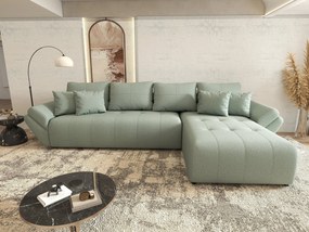 Colțar extensibil dumonde cu ladă de depozitare si sezut confortabil din spuma high-density, Berlin XL Enjoy Mint 350x185 cm II