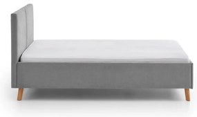 Pat matrimonial gri tapițat cu somieră 140x200 cm Piano – Meise Möbel