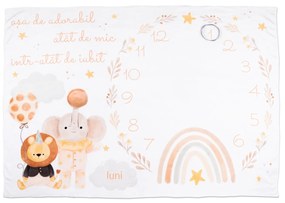 Paturica foto bebelusi cu mesaj in limba romana 140x100 cm Kidizi Jungle Friends, pentru baiat sau fata