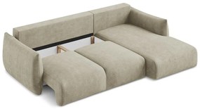 Colțar bej extensibil cu tapițerie din chenille (cu colț pe partea dreaptă/cu șezlong) Leila – Makamii