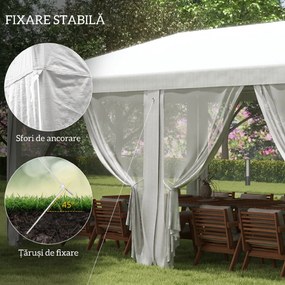 Outsunny  Cort de Exterior cu 6 Părți Laterale Detașabile, Cort pentru Petrecerie, Adăpost pentru Umbră pentru Evenimente, 584.6x295.6x256 cm, Alb.