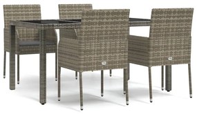 3185007 vidaXL Set mobilier de grădină cu perne, 5 piese, gri, poliratan