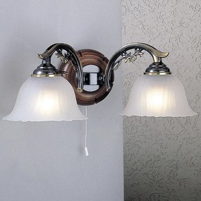 Aplica de perete cu 2 brate design italian din alama cu lemn 2700