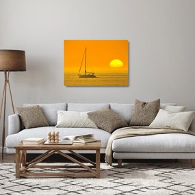 Tablou pe sticlă - Barca în mijlocul mării (70x50 cm)