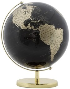 Decoratiune glob negru/auriu din metal, ∅ 25 cm, Globe Mauro Ferretti