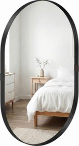 HOMCOM Oglindă de perete, oglindă decorativă 60 x 90 cm din sticlă securizată cu cadru din aluminiu, pentru dormitor, living, hol, negru | Aosom Romania