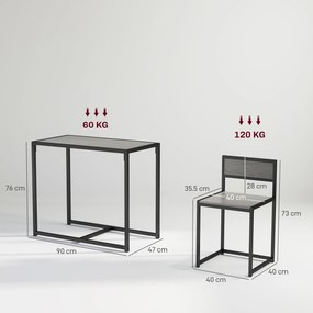 HOMCOM Set bar 3 piese, 2 scaune, 1 masă, 90 cm x 47 cm x 76 cm, Gri | Aosom Romania