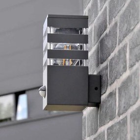 Aplica de perete exterior TEKSAS 1xE27/12W/230V IP44 antracit cu senzor