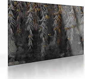 Tablou pe sticlă - Crenguțe de salcie, fundal negru (70x50 cm)