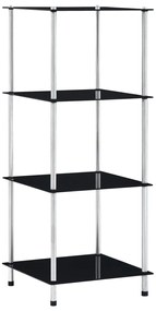 vidaXL Raft cu 4 niveluri, negru, 40 x 40 x 100 cm, sticlă securizată