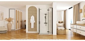 Rea Hugo cabina de dus 100x100 cm patrat negru semi lucios sticla transparenta REA-K6602