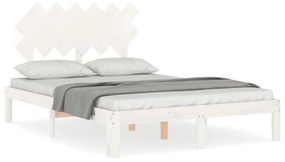 3193722 vidaXL Cadru de pat cu tăblie, alb, 120x200 cm, lemn masiv