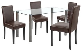 Set de masă Cadiz 4+1 alb-maro