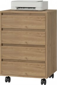 HOMCOM Sertarier de birou cu 4 sertare, cu roți pentru birou 46x40x65 cm Maro | Aosom Romania