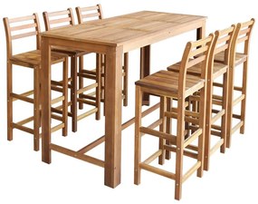vidaXL Set masă și scaune de bar, 7 piese, lemn masiv de acacia