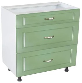 Corp inferior 80 cu 3 sertare metalice greutate Zebra MDF verde