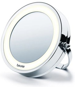 Oglinda cosmetica Beurer BS 59, Diametru 11 cm, 8 LED becuri, Marire de 5 ori, Argintiu