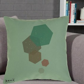 Perna Decorativa Geometric Hexagoane Pastel, 40x40 cm, Verde, Husa Detasabila, Perna Inclusa, BEKZ®