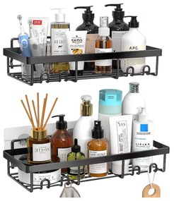 Set 2 etajere Livit Derit, metal, negru, 30.5 x 11.5 cm