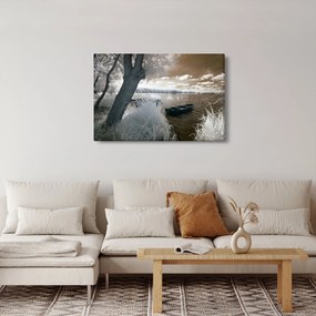 Tablou cu barca pe lac (90x60 cm)