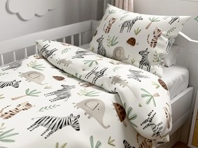 Lenjerie de pat din bumbac pentru patut JUNGARI crem Dimensiunile lenjeriei: 45 x 65 cm | 90 x 135 cm