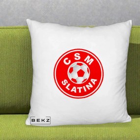 Perna Personalizata CSM Slatina Fotbal, 40x40 cm, Alb Pufos, Husa Detasabila, Perna Inclusa, BEKZ®
