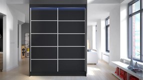 Dulap cu usi glisante Bianca IV (negru) (iluminare LED RGB colorat). 1059131