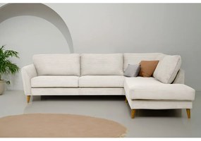 Colțar alb cu tapițerie din catifea reiată (cu colț pe partea dreaptă) Paris – Scandic