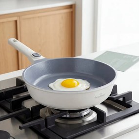 Set de tigai Swiss Haus SH-GCFP5C, 5 piese, Acoperire ceramica Sapphire, Manere detasabile, Inductie, Crem lucios
