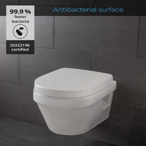 Senzano, scaun de toaletă, în formă de D, pliabil automat, antibacterian, alb