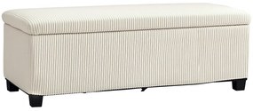 HOMCOM Banc de depozitare capăt de pat din catifea cordonată cu capac, pentru salon, dormitor, intrare, 112 x 42 x 40 cm, bej | Aosom Romania