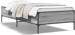 vidaXL Cadru de pat, gri sonoma, 100x200 cm, lemn prelucrat și metal