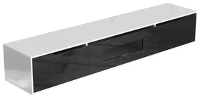 Mobilier TV lucios cu iluminare LED, design modern, 180×35×30 cm, Alb + Negru