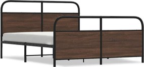 vidaXL Cadru pat metalic fără saltea, stejar maro, 150x200 cm