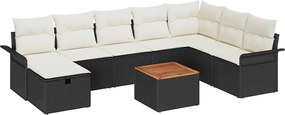 vidaXL Set de canapele pentru grădină cu pernă 9 pcs Negru Rattan poli